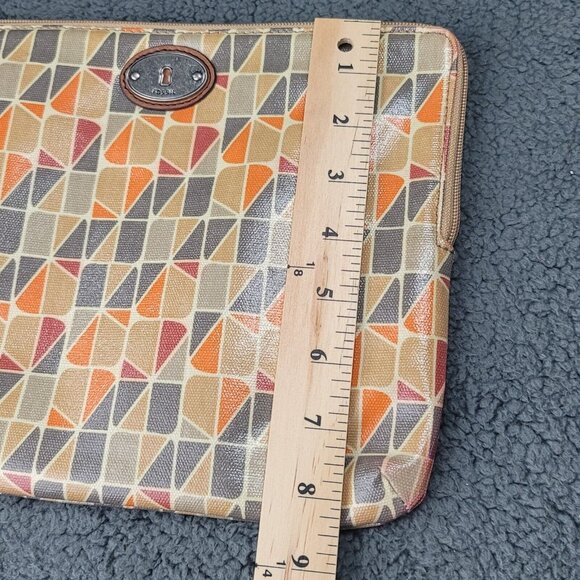 Fossil Key Per Tablet‎ Case Beige Orange Abstract Coated Canvas Zip iPad Wallet - Picture 15 of 15